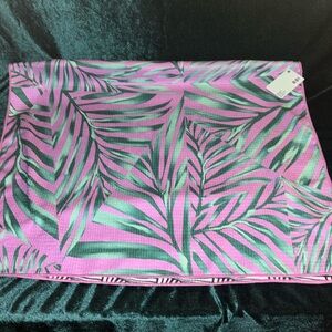 Spring Shop, Beach Towel with Palm Leaves & Designs, 27.5” x 55”, NWT